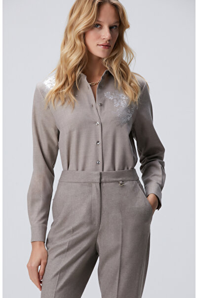 Network Bej Payetli Yün Karışımlı Gömlek