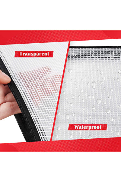 Blythornix A4 Size File Folders with Zipper, Plastic Mesh Bag Organizer with Zip, Pouch Document Paper Storage