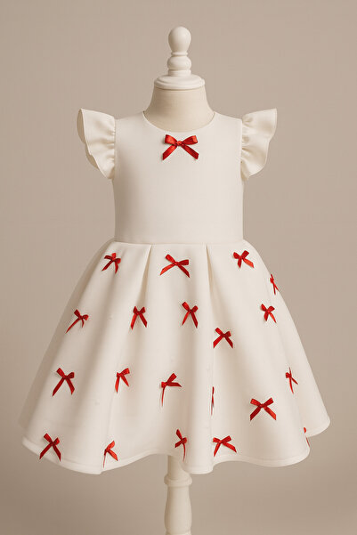 SOFYELLA Children's White Dress with Bow Detail