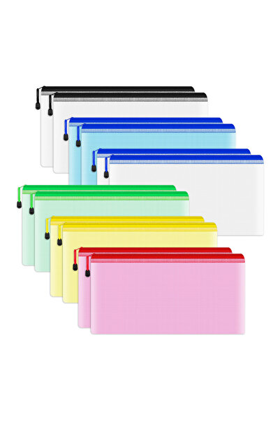 Blythornix A6 Size File Folders with Zipper, Plastic Mesh Bag Organizer with Zip, Pouch Document Paper Storage