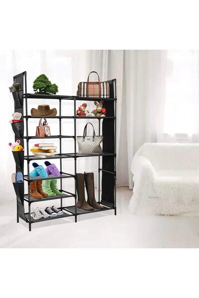 COOYA 7 Tiers Shoe Rack, Large Capacity 24-30 Pairs Boots Storage Organizer Metal Shoe Tower