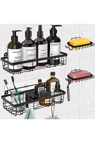 COOYA Shower Caddy,Adhesive Shower Organizer,No Drilling Shower Shelf,Wall Shelf(2Pack) 2 Soap Dishes