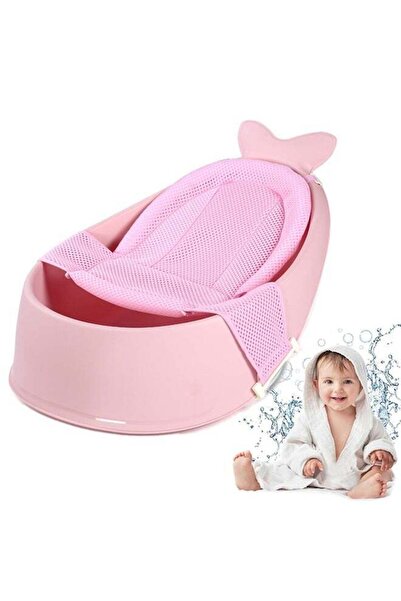 COOYA Baby Bathtub, Newborn Bath Basin with Mesh Strap, Large Bath Bucket for Babies 0-6 Years Old (Pink)