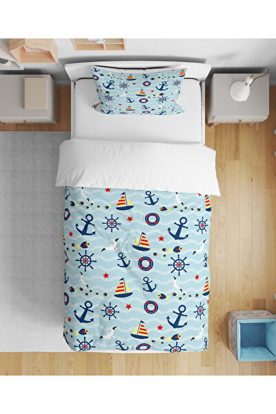 Home Sea Themed 3D Digital Printed Single Size Sheetless Children's Bedding Set Children's Room