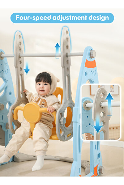 Venpara 6-in-1 Slide & Swing Set for Toddlers (Indoor/Outdoor) with Basketball & Football Rings