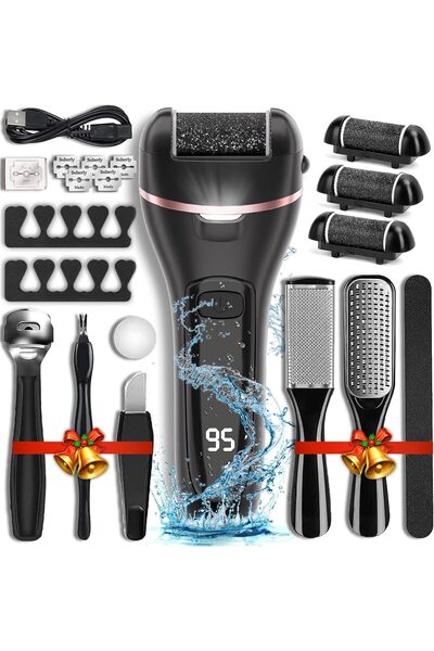 COOYA Electric Callus Remover for Feet with 3 Roller Heads 2 Speed Rechargeable Waterproof Professional