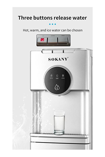 SOKANY Bottom Loading Water Cooler - Hot/Cold/Moderate - 3 Tap - Push Cup Get Water Anti-Bacterial, 500W