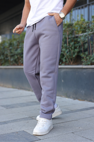 Berka Men's Elastic 3 Thread Ş Fleece-Lined Fabric Comfortable Cut Side Pockets Standard Fit Regular Tracksuit E1351