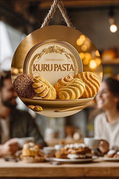 Nod Kuru Pasta Temalı İpli Ahşap Kapı Duvar Süsü, Pastane, Tatlı Dükkanı, Cafe Tablo Dekoru
