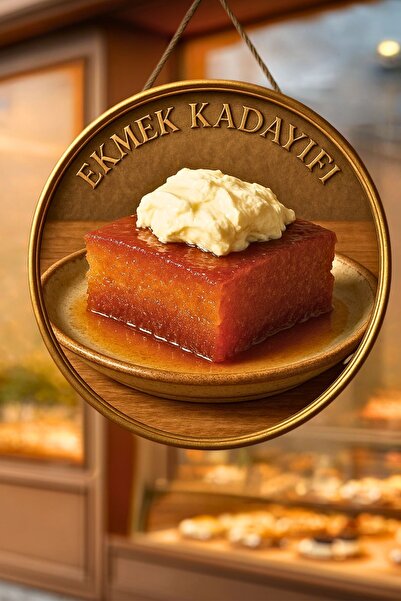 Nod Ekmek Kadayıfı Temalı İpli Ahşap Kapı Duvar Süsü, Pastane, Tatlı Dükkanı, Cafe Tablo Dekoru