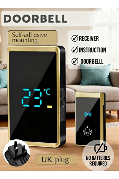 Generic جرس باب لاسلكي بخمسة مستويات للصوت ووضع كتم الصوت وأجراس باب كهربائية وامضة بمصابيح LED
