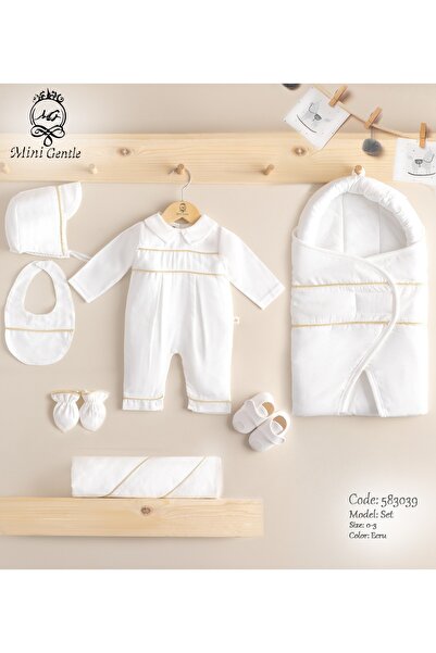 Baby shine Baby boy reception set - 100% natural cotton, safe for baby's skin - Classic gold pickle set