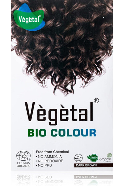 Vegetal صبغة شعر بايو كولور بني غامق - 100 جرام - لون شعر شبه دائم - 100 جرام