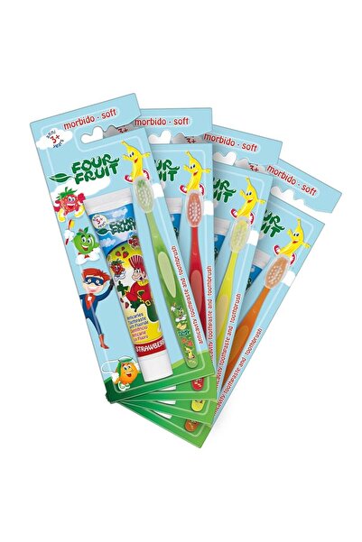 Piave فرشاة أسنان ناعمة مضادة للتسوس بنكهة الفواكه الأربعة + معجون أسنان 50 مل