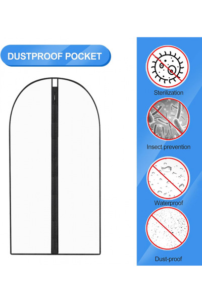 G Glixicom Transparent PEVA Garment Bag for Storage or Transport 60 x 80 cm White - Black - Glixicom
