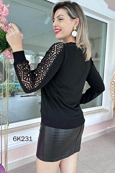 İnce Topuk Strawberry Cardigan with Lace Sleeves 6K231