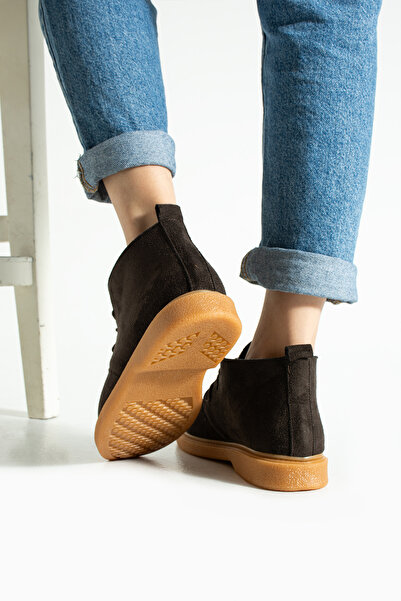 Moda Devrin Μπότες με κορδόνια σε καφέ σουέντ (αντιολισθητικές)