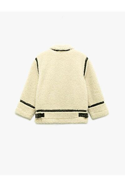 Koton Long Sleeve Shirt Collar Pocket Plush Coat