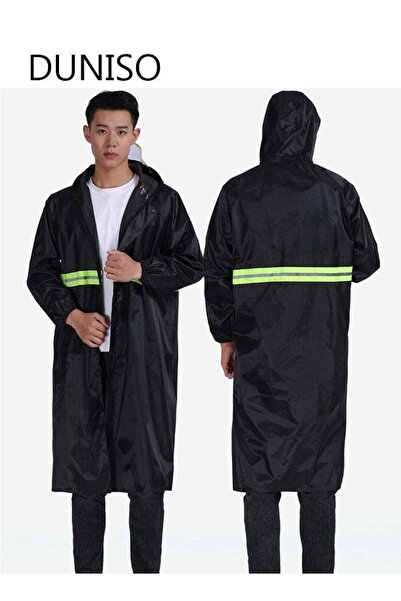 fun zone DUNISO Mens Long Waterproof Raincoat Hooded Rain Poncho Lightweight Emergency Jacket