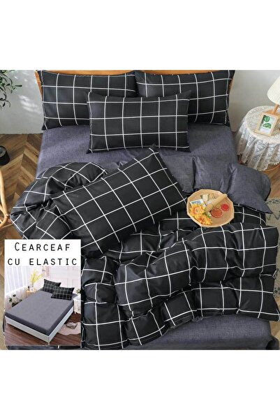 Patul Bed Linen, Satin Cotton, Sulphur, 2 Persons, Double Bed, 4 Pieces, Fitt...