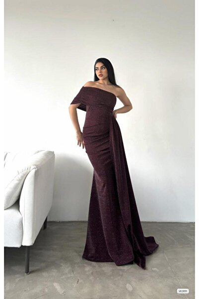 Modafeminen Rochie de seara moderna cu detaliu pe umeri, talie drapat 582891 PURPLE