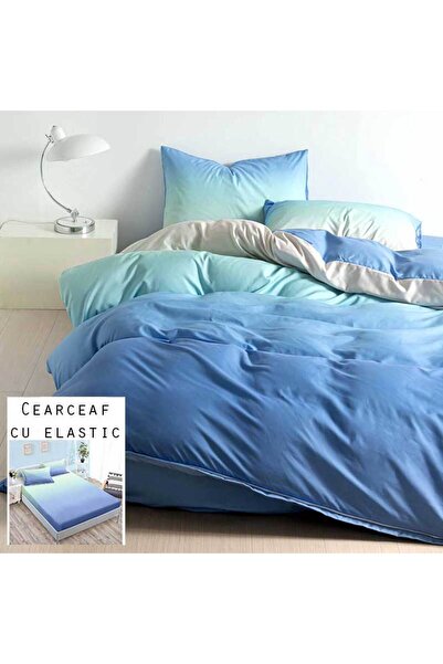 Patul Bed Linen, Satin Cotton, Sulphur, 2 Persons, Double Bed, 4 Pieces, Fitt...