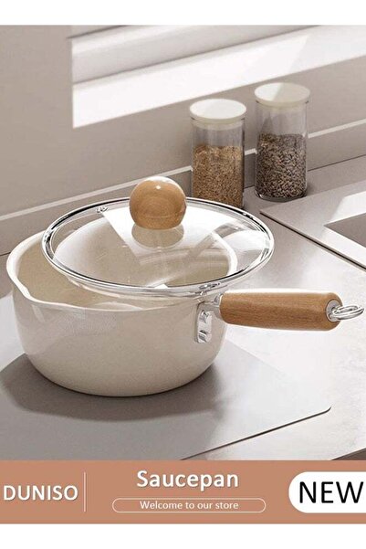 fun zone قدر دونيسو مع غطاء، قدر حليب صغير غير لاصق مع فوهة صب للطهي بالحث والغاز والكهرباء