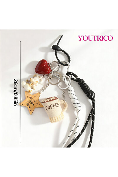 Youtrico Coffee cup, ins pendant,woven rope keychain, bag hanging accessories,student