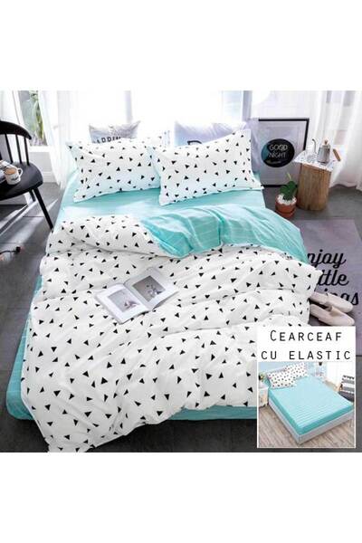 Patul Lenjerie de Pat, Bumbac Satinat, Pucioasa, 2 Persoane, Pat Dublu, 4 Pie...