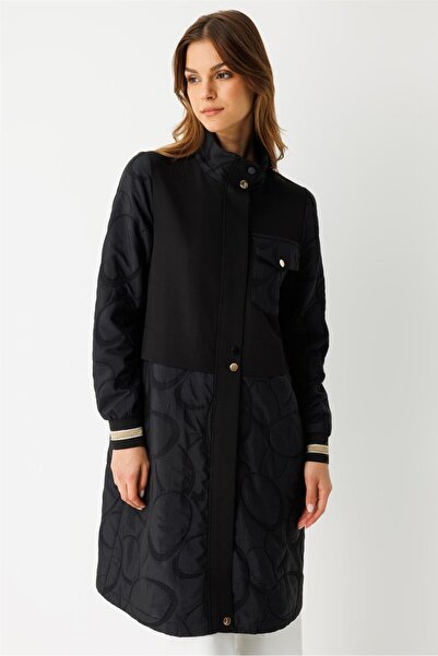 Esswaap Jakar Kumaş Çıt Çıt Detaylı Fermuarlı Giy Çık Siyah