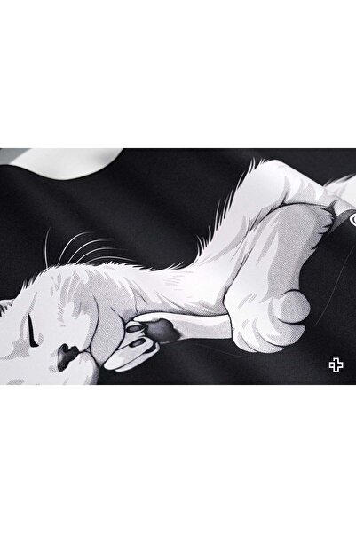 QwertyKey Mousepad γραφείου Black Cat 4mm με ραμμένες άκρες