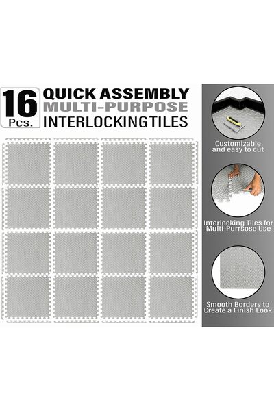 SKY LAND EVA Puzzle Mat EM-9360 Interlocking Foam Gym Flooring 12x12in Pack of 16