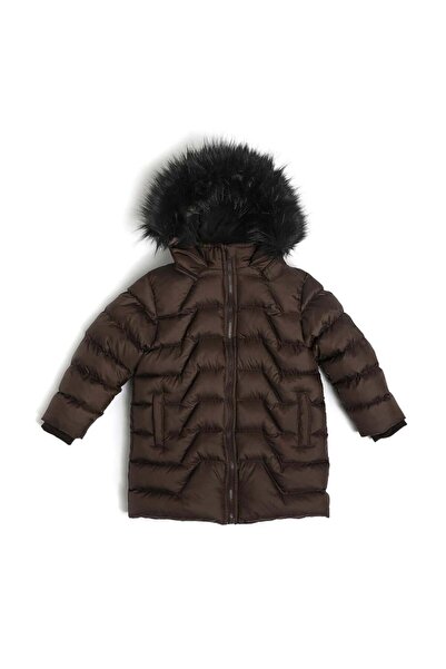 NANİCA Brown Boy's Hooded Long Puffer Jacket 1-5 Years Old