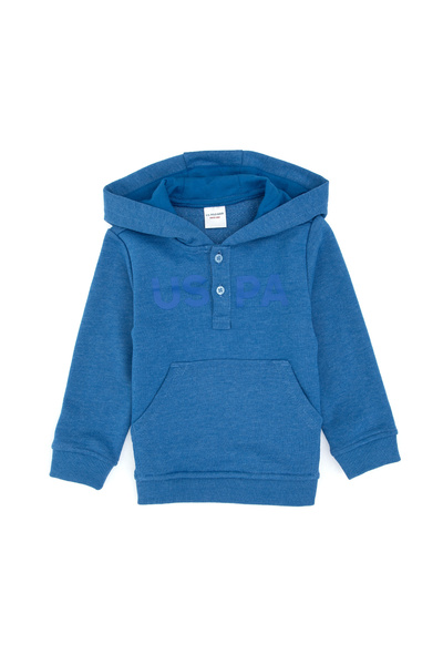 U.S. Polo Assn. Baby Boy Blue Hooded Basic Sweatshirt 50316487-Vr036