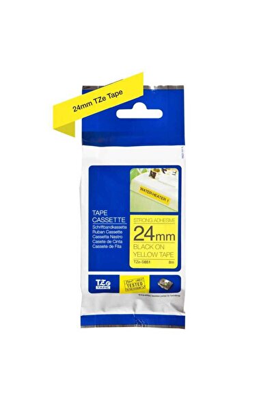 Brother P-Touch Tze-S651 Equivalent Black on Yellow Strong Adhesive Label 24m...