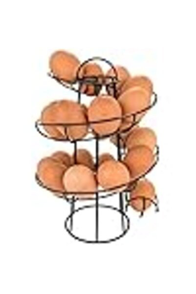 COOYA Homewares Egg Skelter Deluxe Modern Spiraling Dispenser Rack - Black, Space-Saving