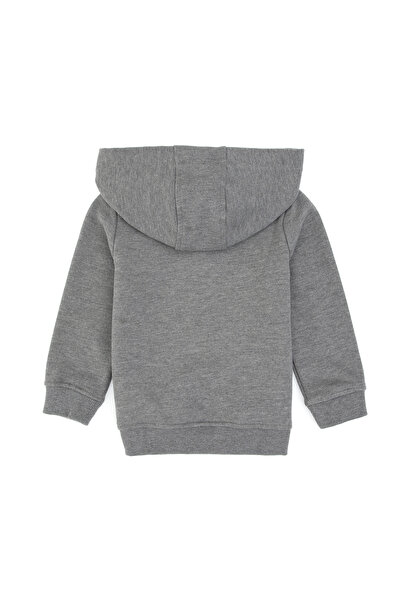U.S. Polo Assn. Boy's Gray Melange Hooded Basic Sweatshirt 50316487-Vr086