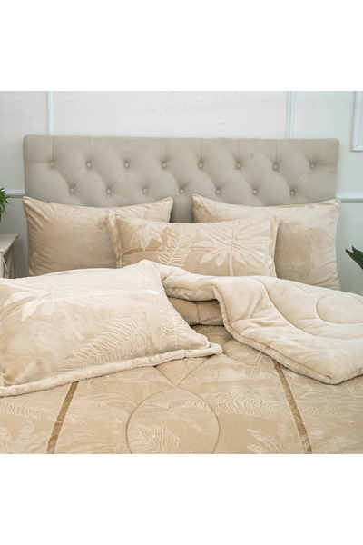 sadir Roma Velvet Winter Double Bedspread Set - 6 Pieces