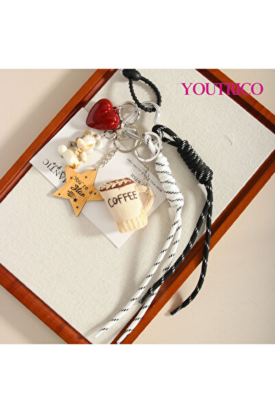 Youtrico Coffee cup, ins pendant,woven rope keychain, bag hanging accessories,student