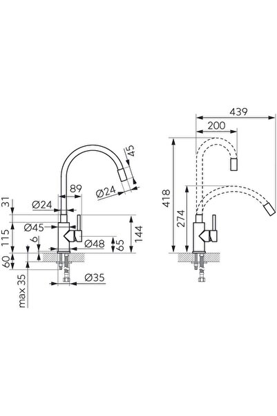 FERRO Baterie bucătărie Zumba BZA4BSS - pipă flexibilă, cartuș ceramic, corp din inox