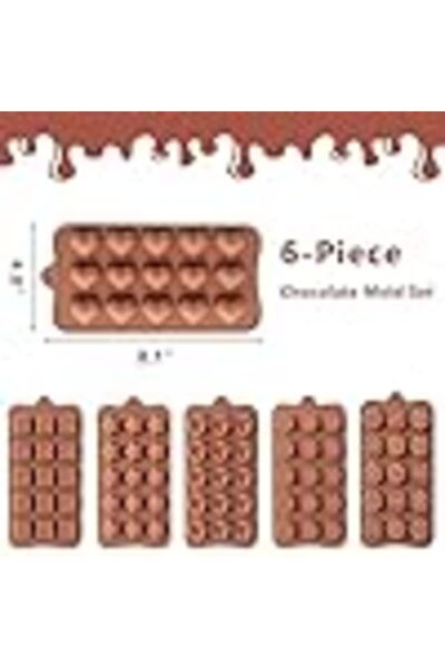 COOYA 6 Pack Chocolate Molds Candy Molds Silicone, Food-Grade Non-Stick Jello Mold