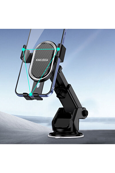 KAKUSİGA KSC-588B Car Telescopic Phone Holder – Gravity Linkage, 360° Rotation, Strong Suction Mount