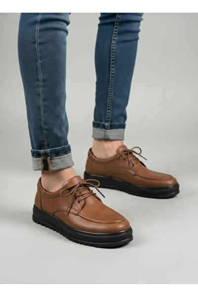 Zapatos حذاء رياضي كلاسيكي للرجال من JY-T12x برباط جلدي للاستخدام اليومي - لون أسمر