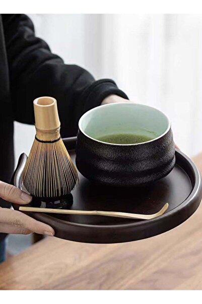 Saharaz مجموعة ماتشا مكونة من 4 قطع مع وعاء سيراميك، وخفاقة خيزران، وحامل خفاقة، ومغرفة تقليدية