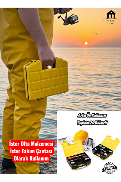 MUF HOME 24 Bölmeli Çift Taraf Kullanım Takım Çantası Balık Malzemesi Çantası...