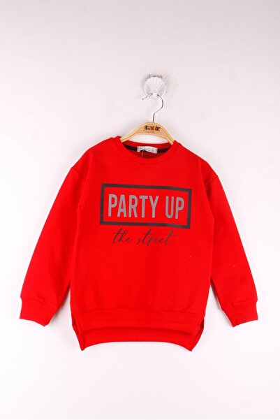 Toontoy سويت شيرت للأطفال باللون الأحمر مريح بياقة دائرية مطبوع - 2 خيط