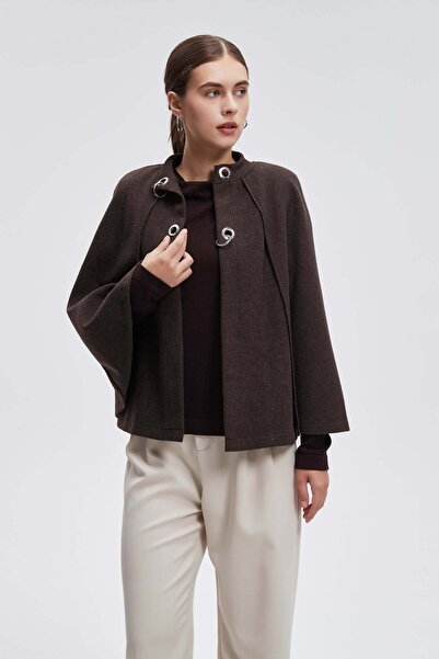 Livia Solid Short Poncho with Long Sleeves