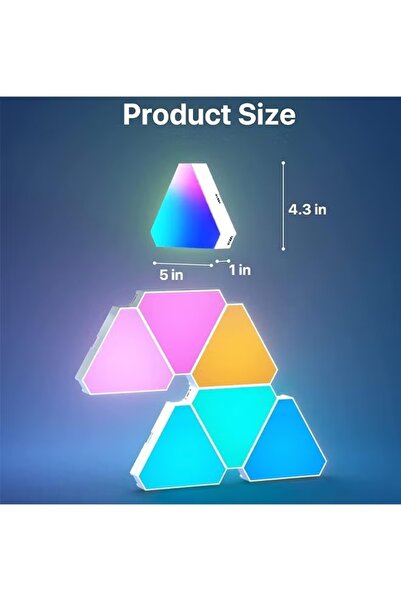 Generic أضواء مثلثة LED، لوحات إضاءة مثلثة RGB، إضاءة محيطية للألعاب، تحكم بالتطبيق ومزامنة الموسيقى (عبوة من 6 قطع)