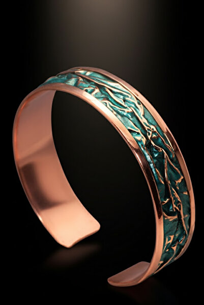OSMANLI GÜMÜŞ Women's Copper Bracelet - Turquoise Ocean Whisper Model Copper Women's Bracelet