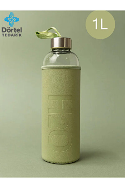 Tohana H2O Leather Covered Glass Flask 1000 ml